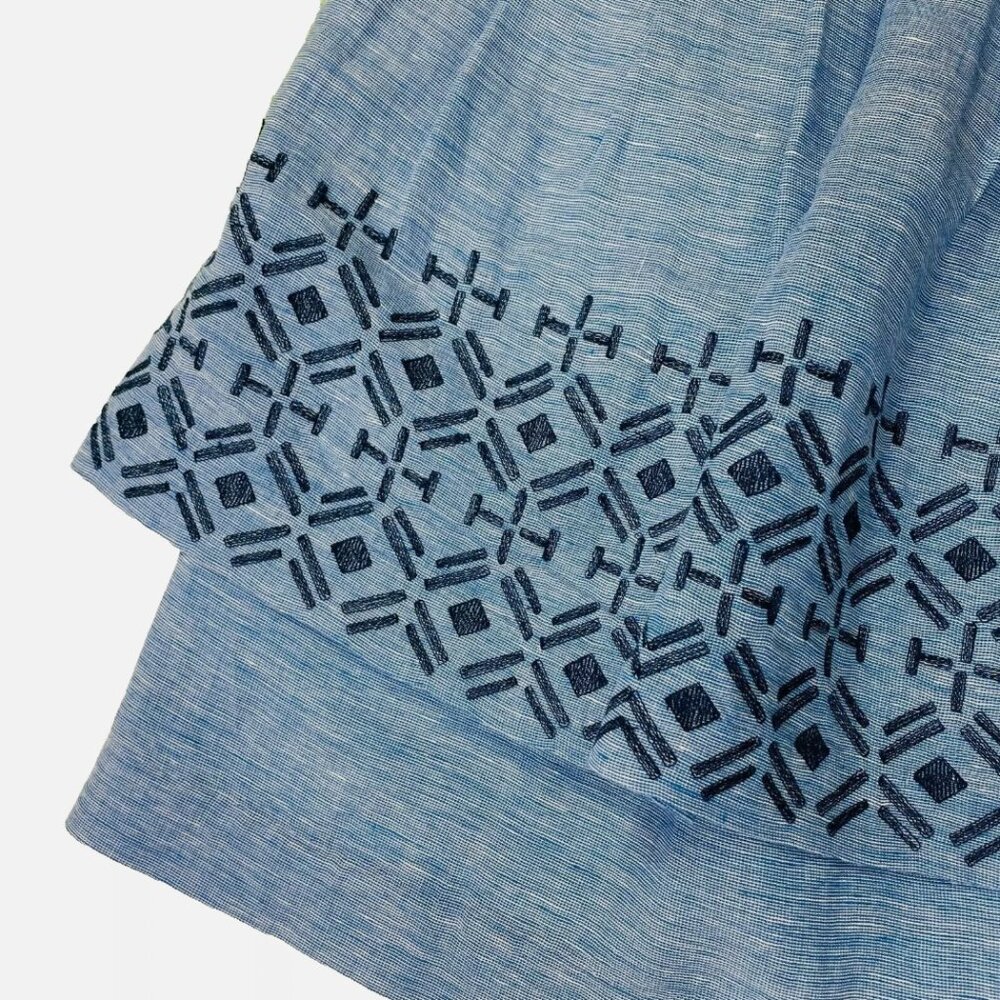 Odille Anthropologie Y2K Alpine Dreams Tiered Skirt Linen Blend Preppy Vintage - Picture 5 of 13